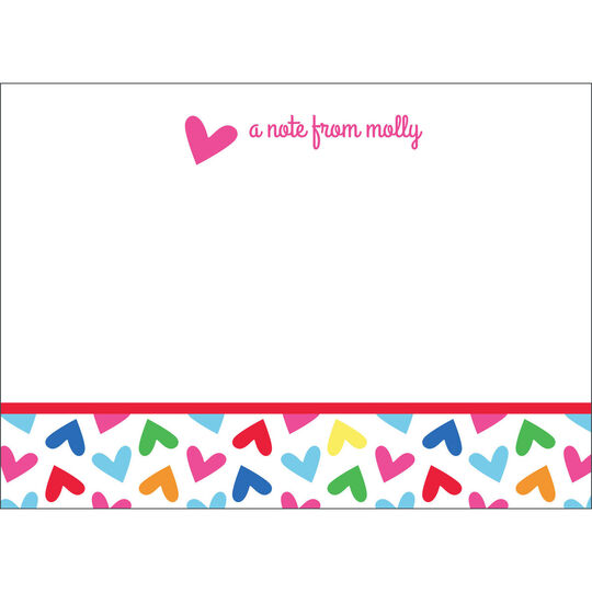 Rainbow Hearts Flat Note Cards